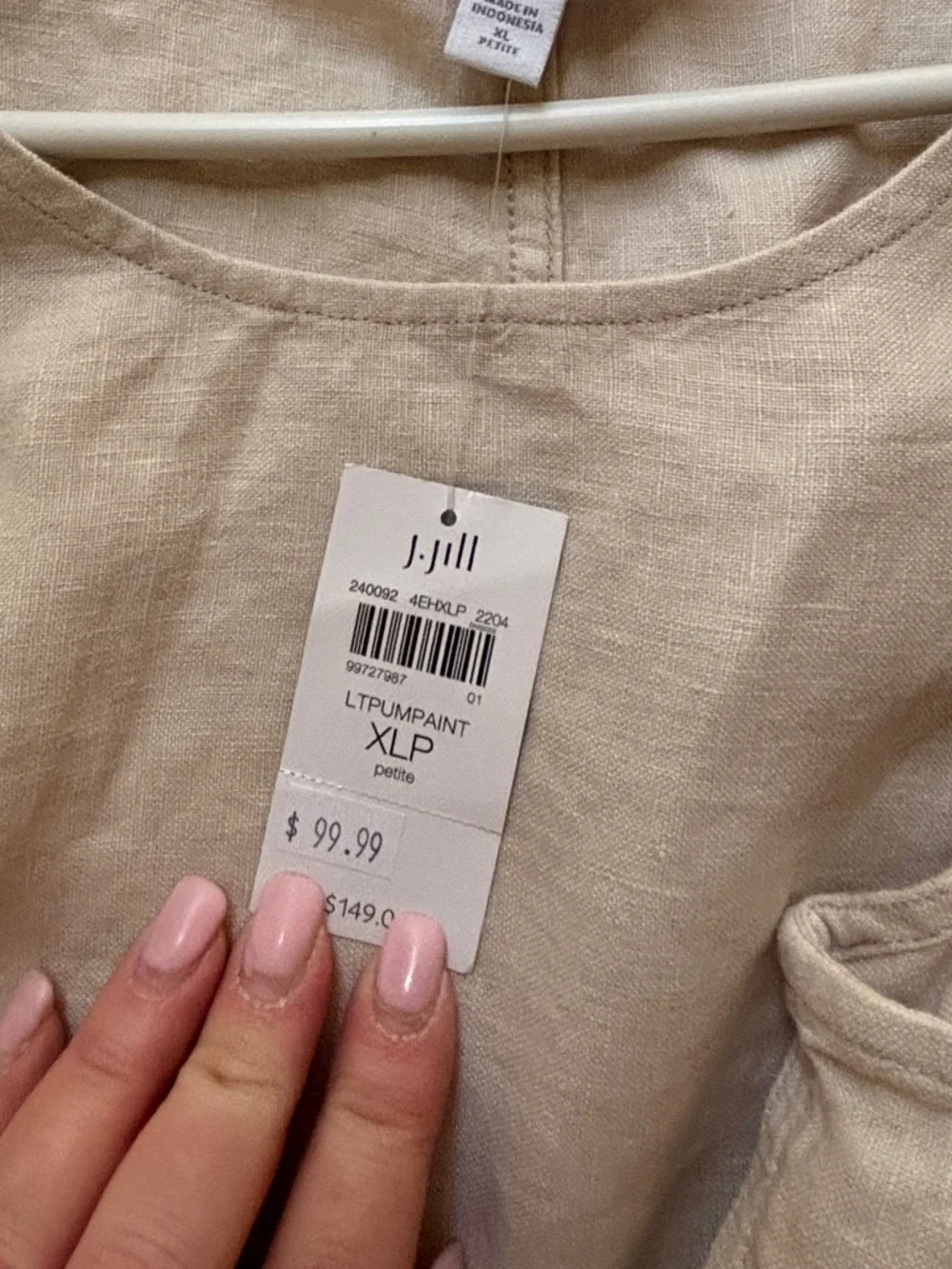 J. Jill Linen Scoop-Neck Floral Sleeveless Top in Natural Beige Women’s XLP NEW - Picture 4 of 11